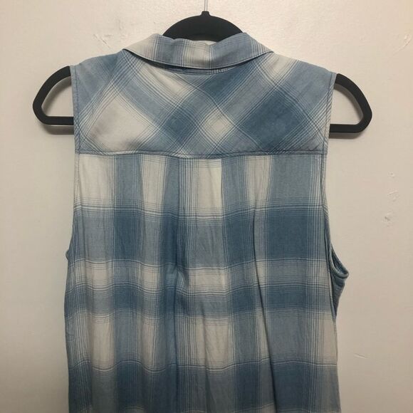 Cloth & Stone Shirt Dress Hipster Tunic Hi-Lo Button‎ Down Sleeveless Size Large - Picture 6 of 9